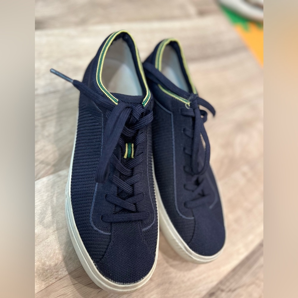 Rothy's Navy and Lime Green Sneakers - Picture 3 of 7